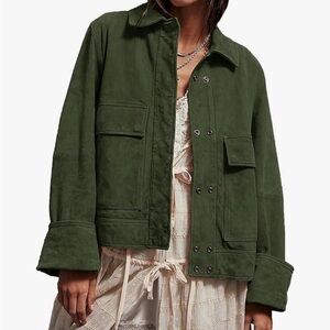 Faux Suede Olive Green Jacket